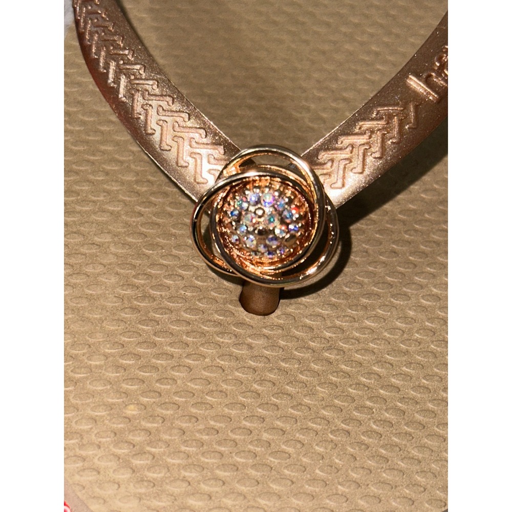 Havaianas Crystal Flip Flops Ballet Rose Gold Swarovski Women 11/12 NEW - Picture 2 of 9